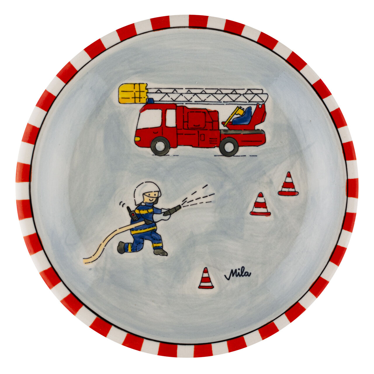 Keramik Teller Feuerwehr