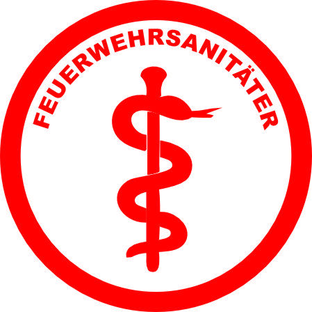 rund 40mm FEUERWEHRSANITÄTER transparent