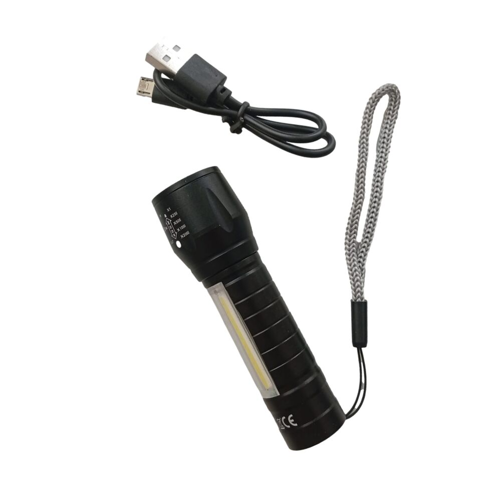 Taktische Taschenlampe COB 2-in-1 wiederaufladbar