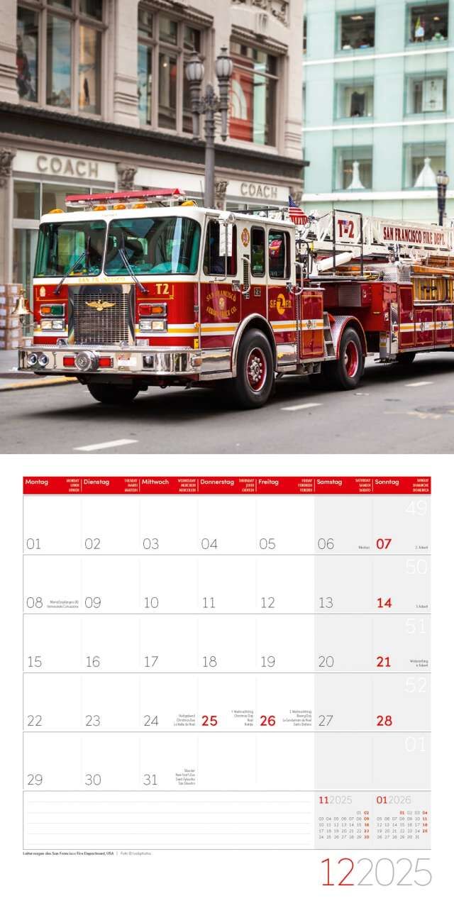 Feuerwehrkalender 2025 Fire Engines Pompiers für nur 7,00 € von Feuerwehrdiscount GmbH & Co. KG