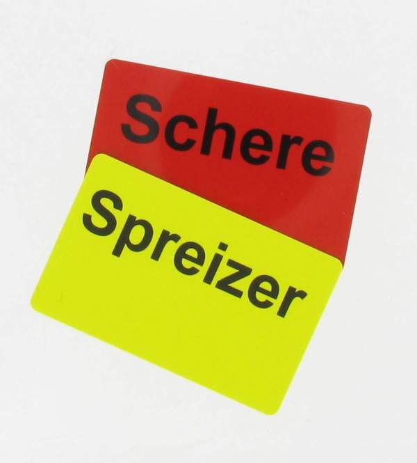 Hinweiskarte Schere-Spreizer
