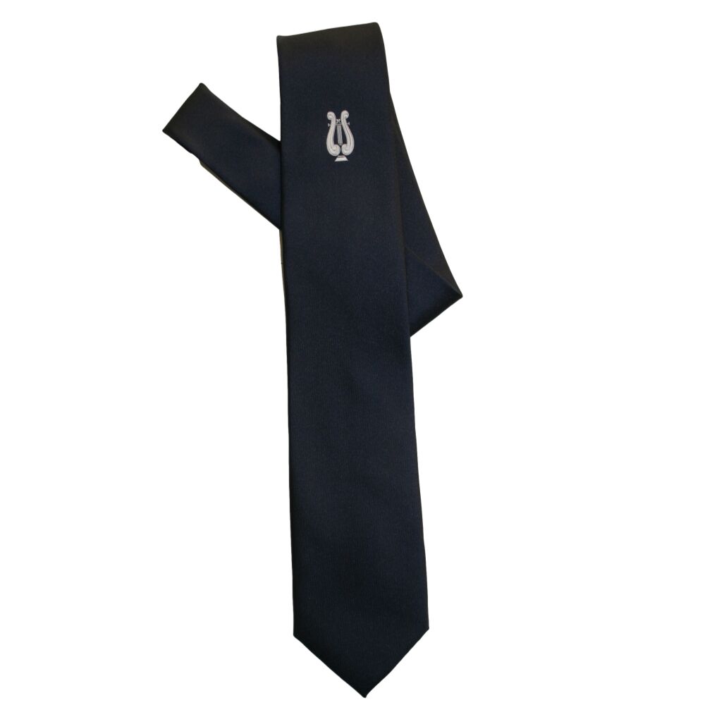 Krawatte Marine mit Lyra in silber