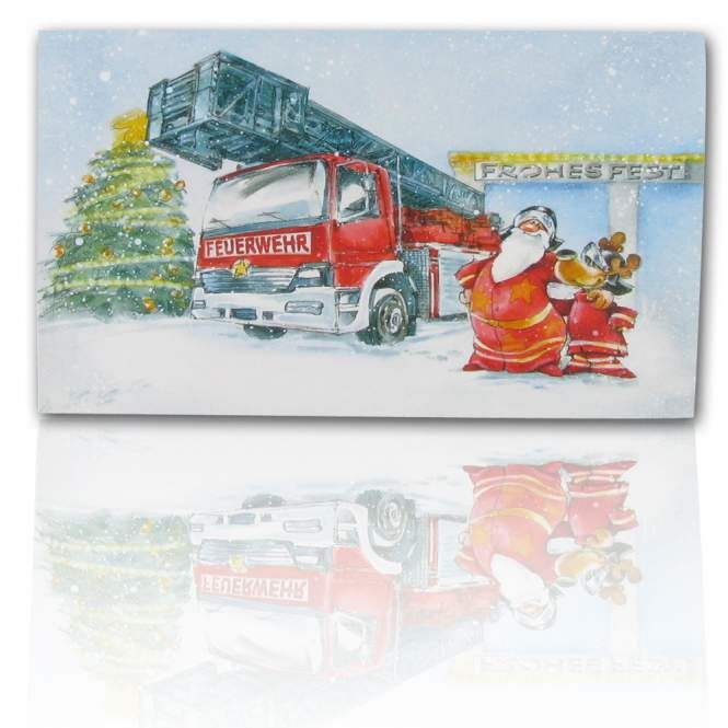 Weihnachtskarte Klappkarte Feuerwehr