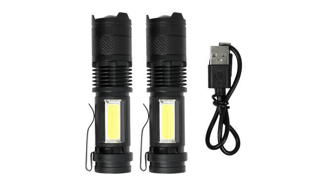 Taschenlampe COB wiederaufladbar 2-tlg