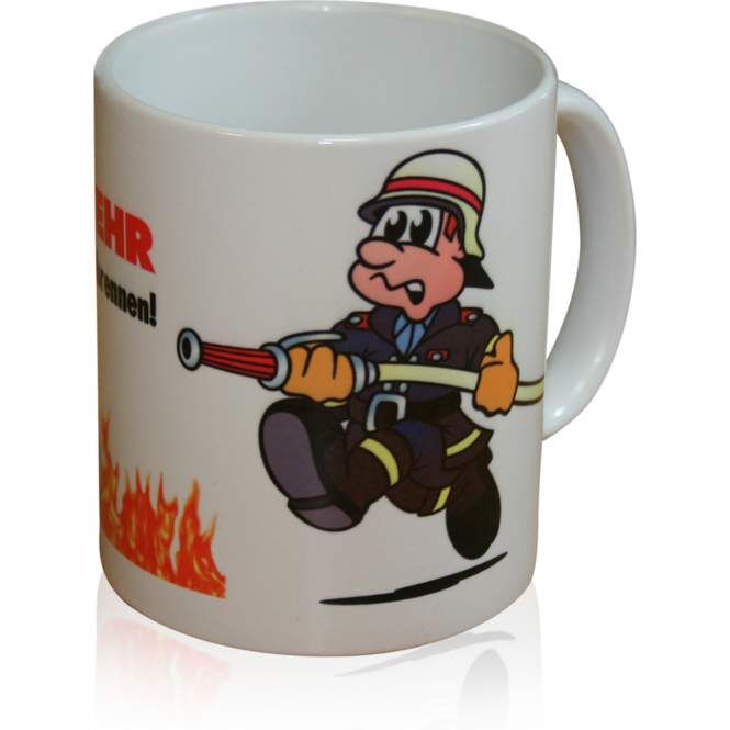 Tasse mit Flammen & Feuerwehrmann