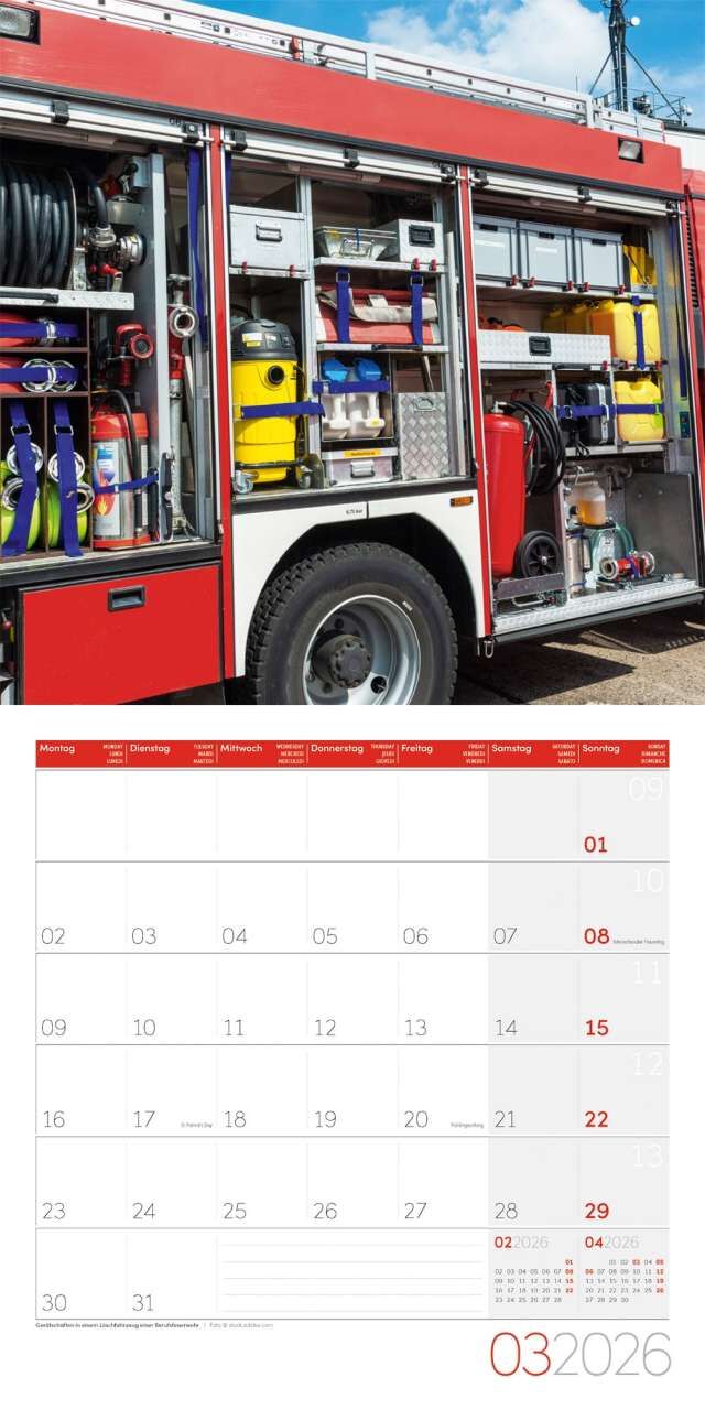 Feuerwehrkalender 2026 Fire Engines Pompiers