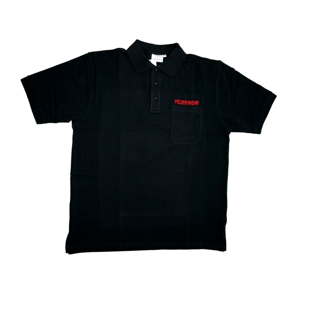 Polo Shirt mit Tasche schwarz FEUERWEHR