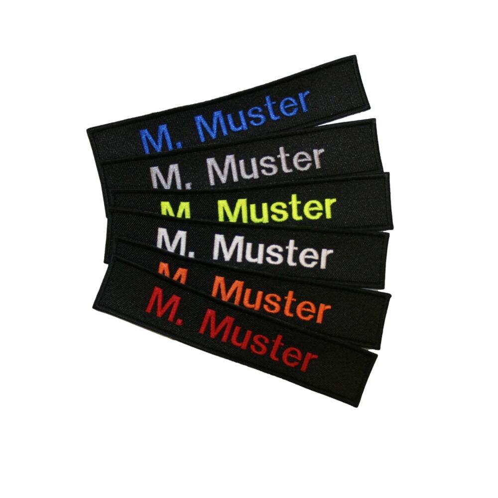 Namenstreifen 12,5 cm schwarz mit Kettelrand 