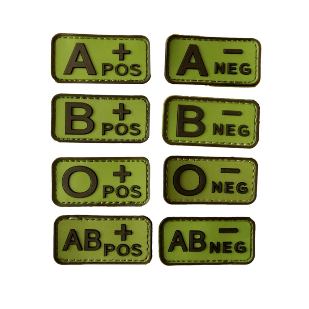 3D Blutgruppe oliv/schwarz Gummi / PVC Patch