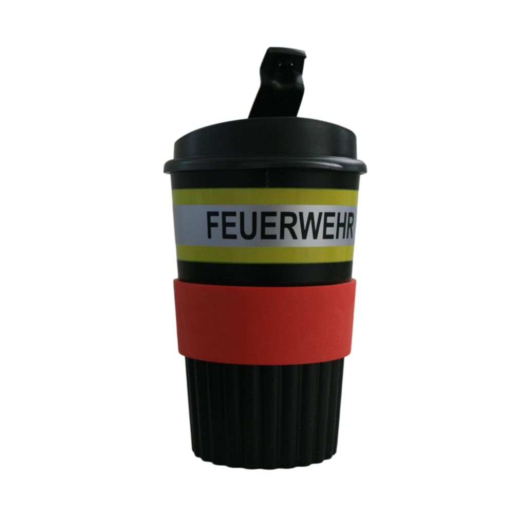 Coffee-to-go Becher Feuerwehr Kappe schwarz