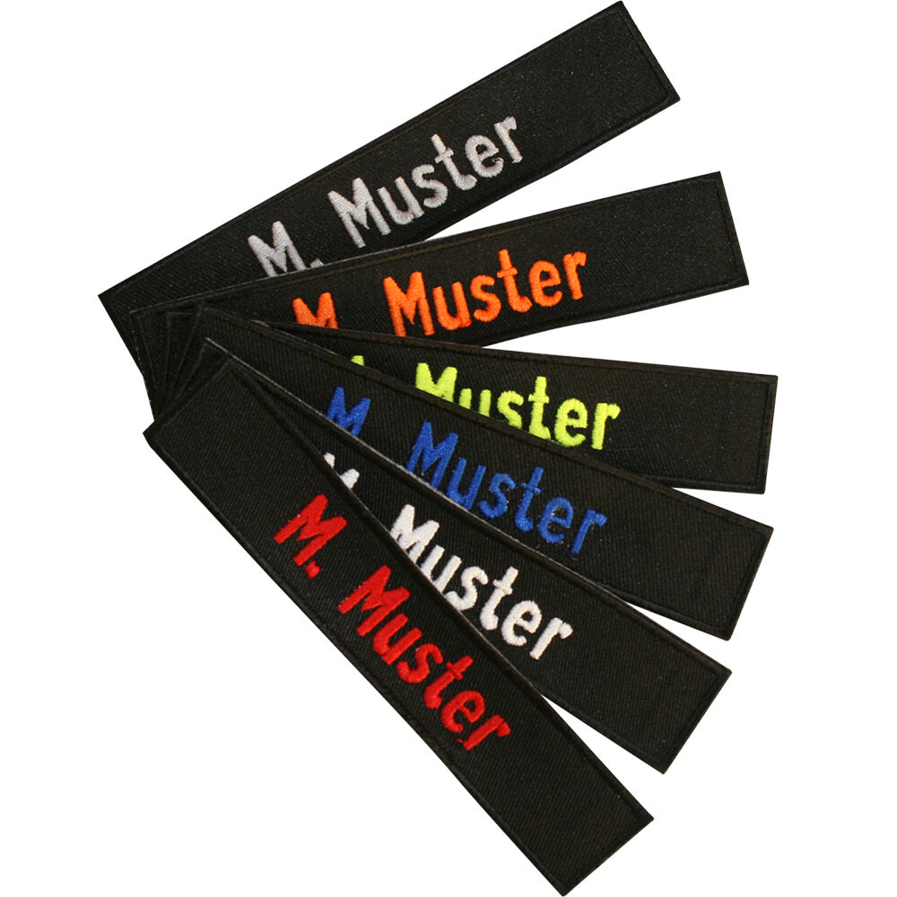 Namenstreifen 11 cm schwarz mit Kettelrand Namenstreifen 11 cm schwarz mit Kettelrand