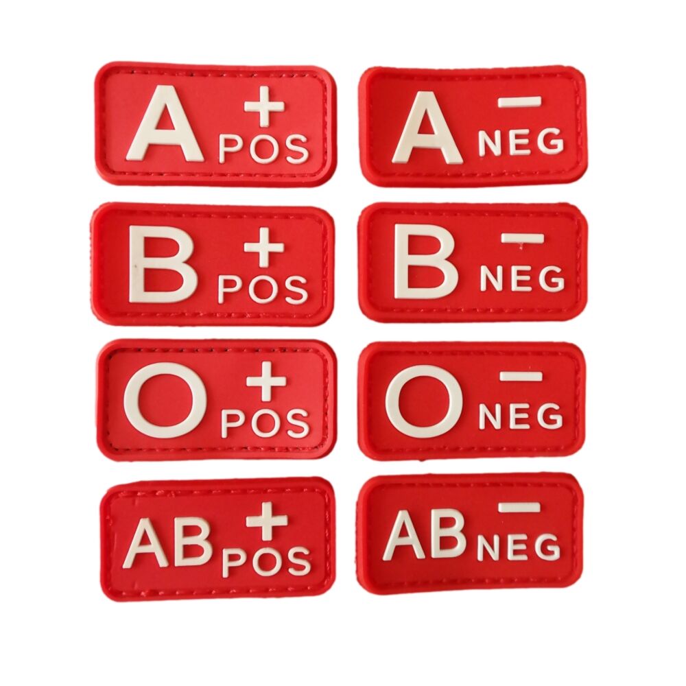 3D Blutgruppe rot/weiß Gummi / PVC Patch