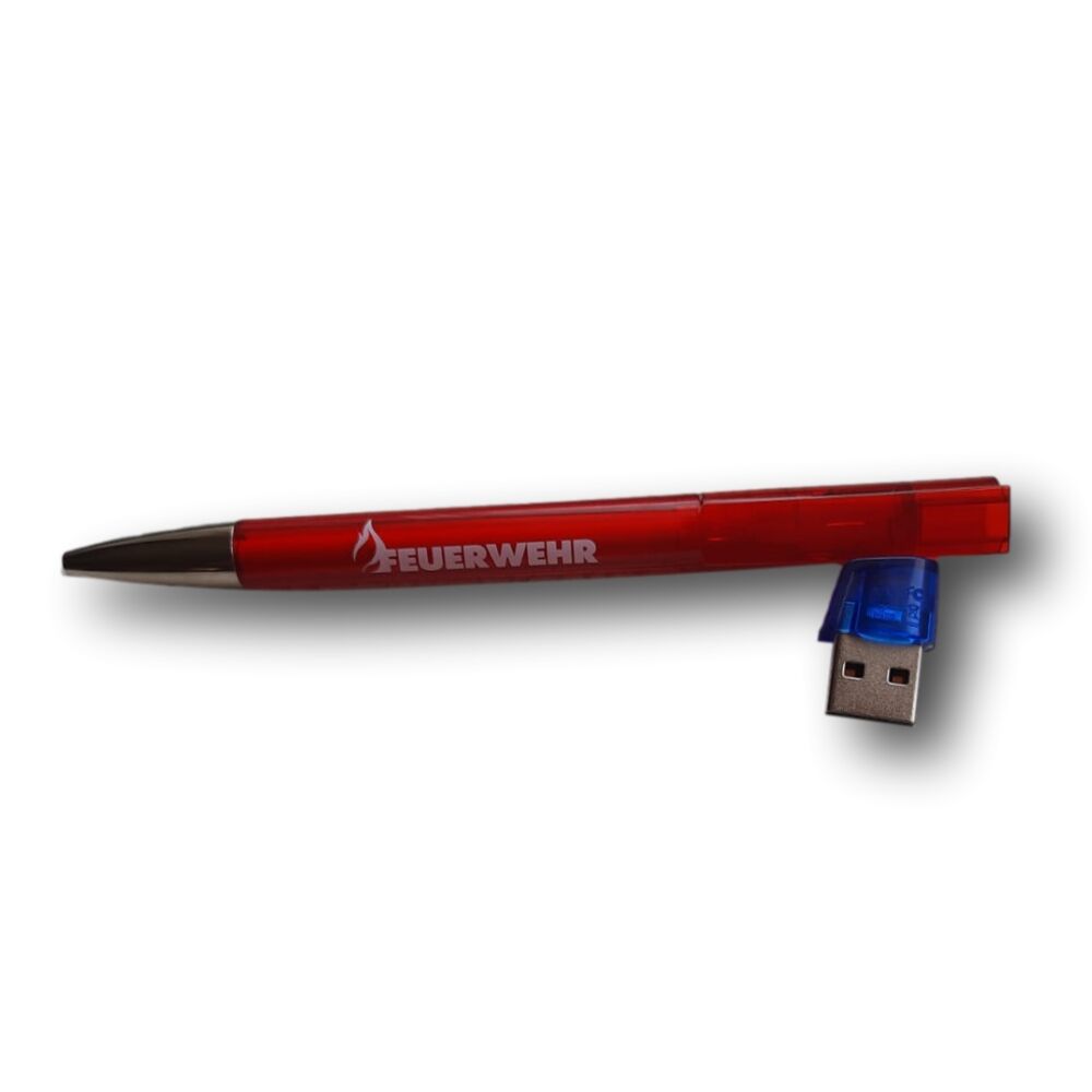 Kugelschreiber rot/blau Aufdruck FEUERWEHR mit USB Stick 