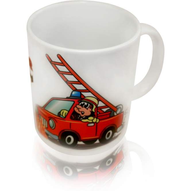 Tasse mit Flammen & Feuerwehrauto