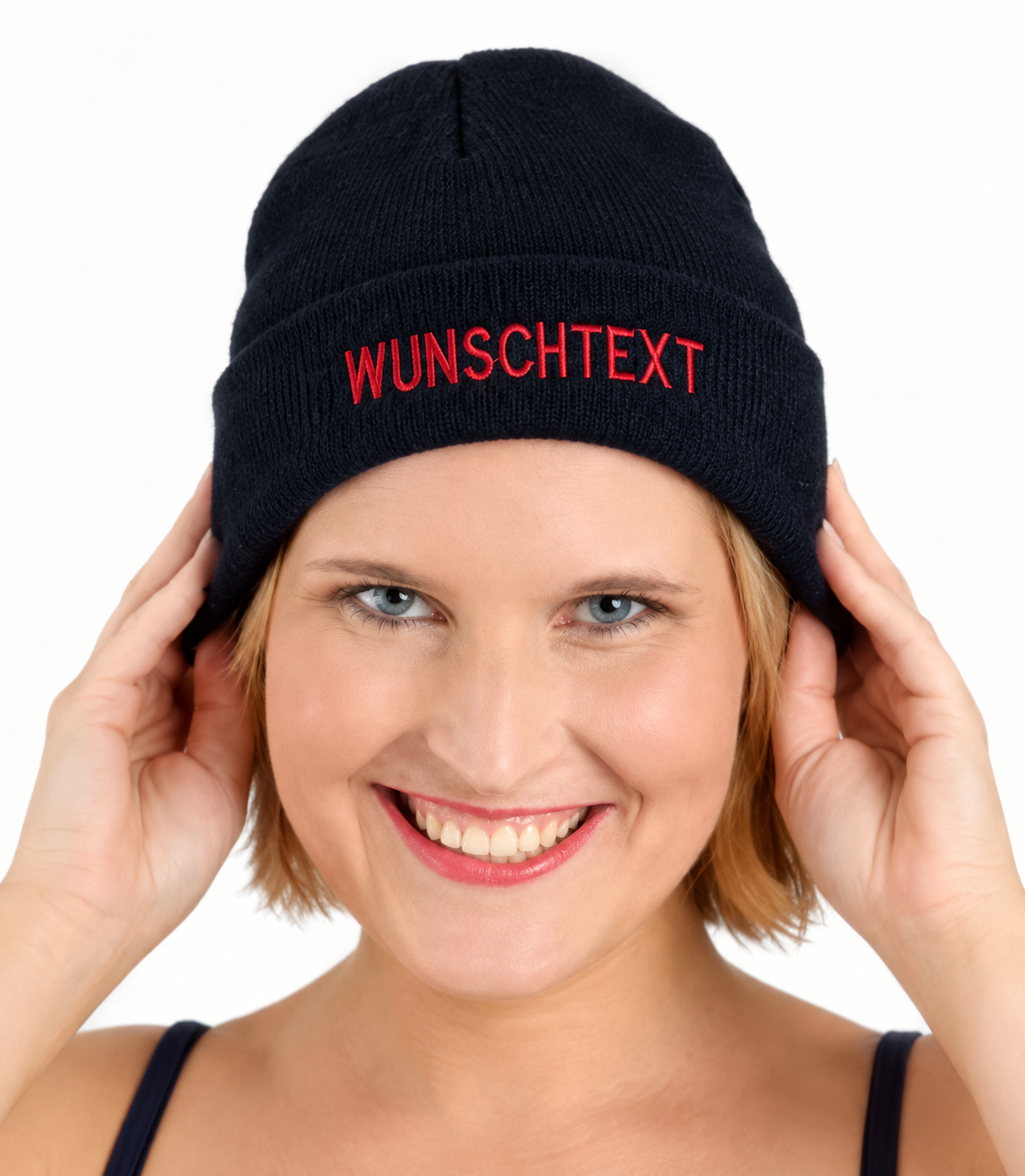Stickmütze mit Wunschtext
