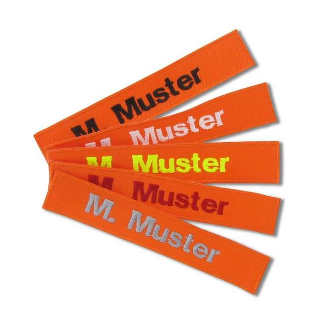 Namenstreifen 12,5 cm orange mit Kettelrand  Namenstreifen 12,5 cm orange mit Kettelrand