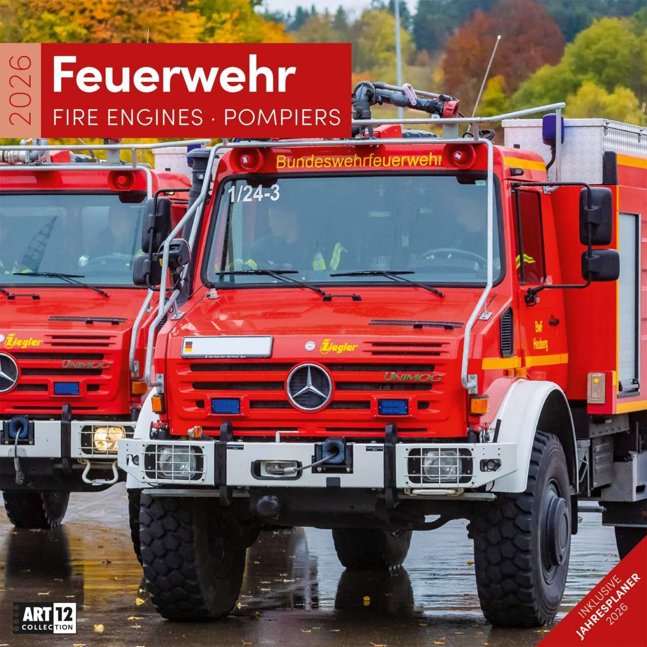 Feuerwehrkalender 2026 Fire Engines Pompiers 