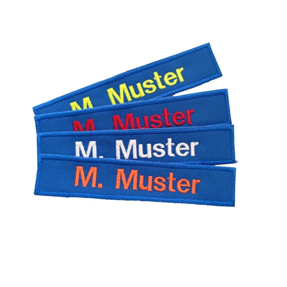  Namenstreifen royalblau mit Kettelrand