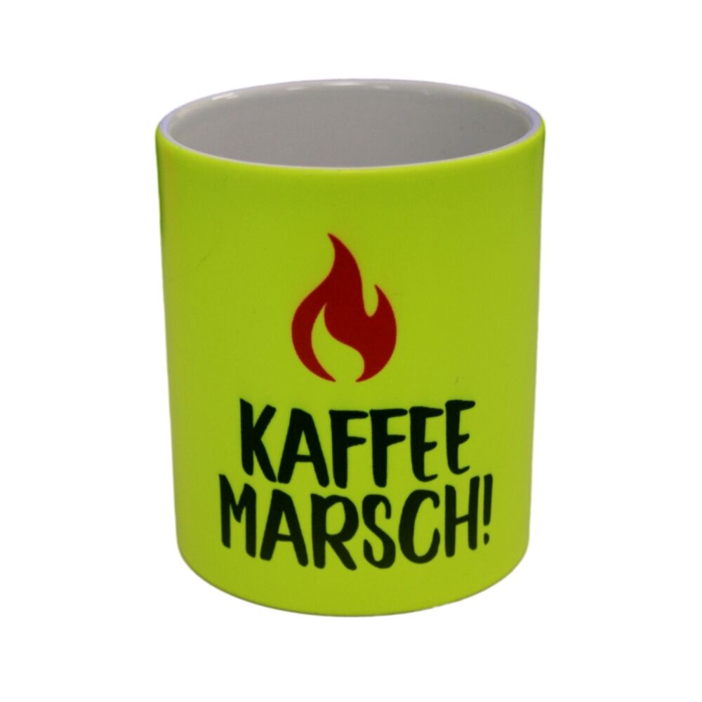 Tasse neongelb KAFFEE MARSCH!